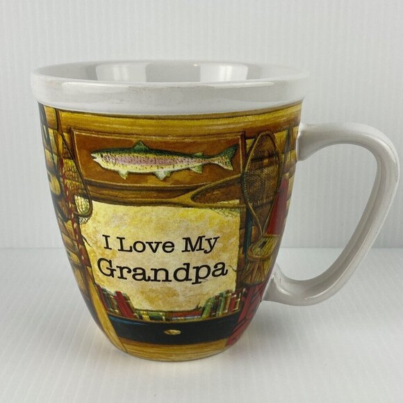 Lang I Love My Grandpa Mug Gone Fishin Series 20 oz Ceramic Coffee Cup Fishing - Picture 1 of 8